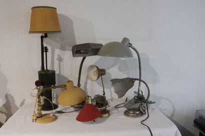 Lot de 7 lampes de bureau des années 50 et...