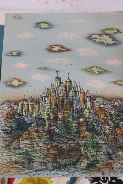 Lot de huit estampes (7 lithographies et...