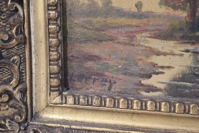 Paire d'huiles sur bois par LARREY Dim :...
