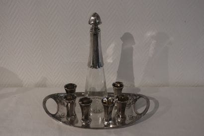 Gallia, service à liqueur en métal argenté,...
