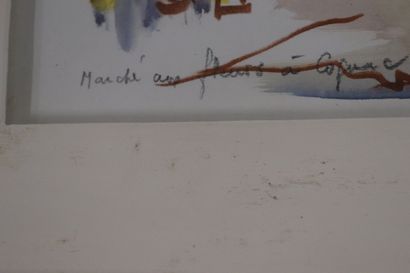 Deux grandes aquarelles encadrées : Franck...