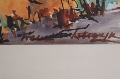 Deux grandes aquarelles encadrées : Franck...
