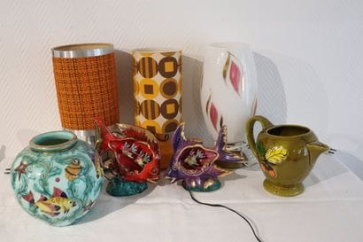 Lot années 70 avec Vase Monaco Haut : 18cm,...