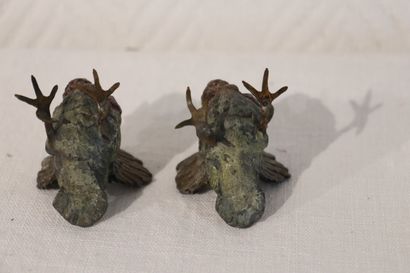 Bronze de Vienne : 2 oisillons polychrome...