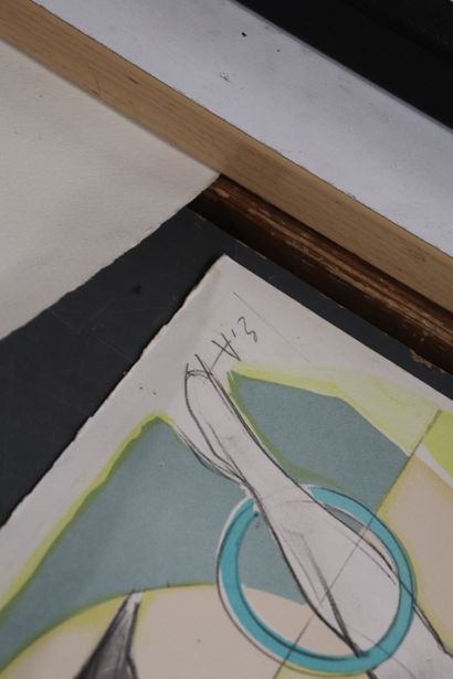 Lot de huit estampes (7 lithographies et...
