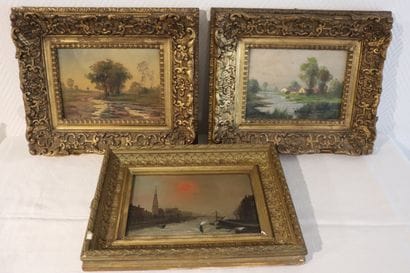 Paire d'huiles sur bois par LARREY Dim :...