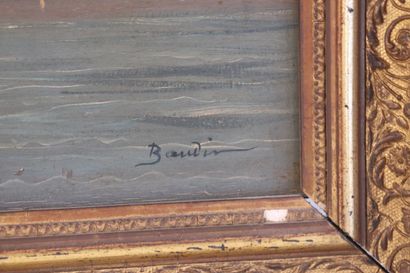 BAUDIN Huile sur panneau Vue de Venise ou...
