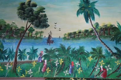 Lot de cinq huiles sur toile souvenir de...