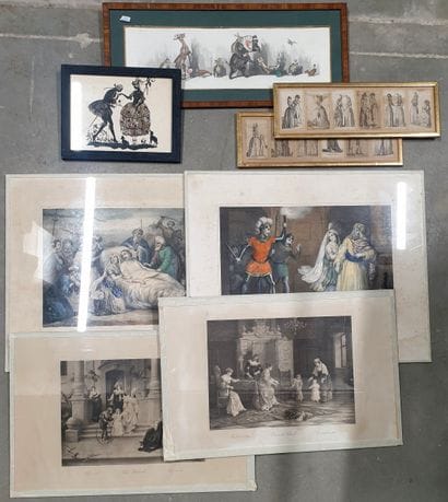 Lot de gravures dont O'Klein (14 x 47cm)...
