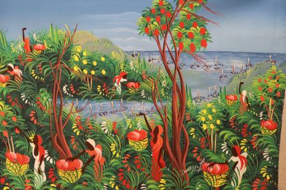 Lot de cinq huiles sur toile souvenir de...