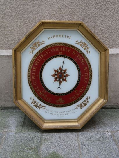 Baromètre mural, cadran en fixé sous verre,...