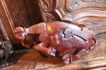 CHINE, XXe siècle

Buffle en bois sculpté,...