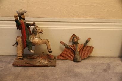 Cavalier, en bois sculpté polychrome. Travail...