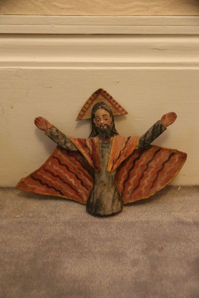 Cavalier, en bois sculpté polychrome. Travail...