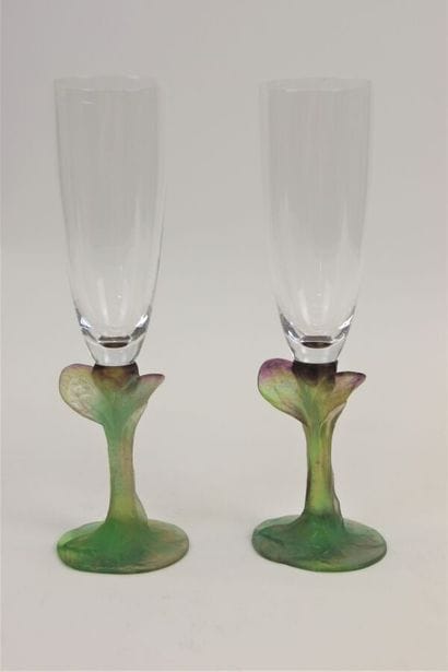 DAUM FRANCE

Deux flûtes à champagne en cristal,...