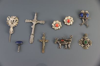 Ensemble de bijoux en argent étranger, certains...
