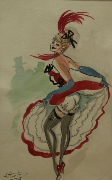 Alice HUERTAS (XXe siècle)

Danseuse de cabaret

Gouache...
