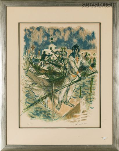 École XXe siècle 

Gondoliers à Venise

Lithographie...