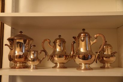 Service à thé-café, cinq pièces en métal...