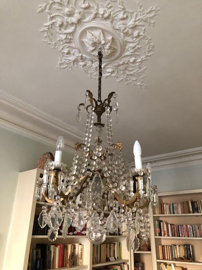 Lustre à cinq bras de lumière, en laiton...