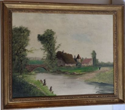 A. VARNET (XXe)

Rivière devant un hameau

Huile...