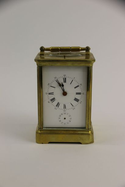 Pendule d'officier en laiton à cage de verre,...