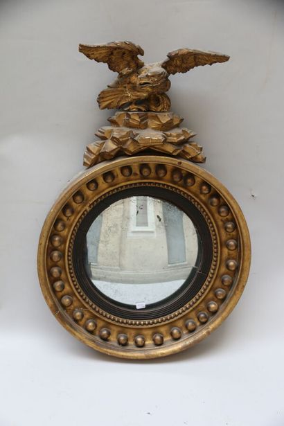Miroir « sorcière » de forme ronde, en bois...