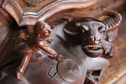CHINE, XXe siècle

Buffle en bois sculpté,...