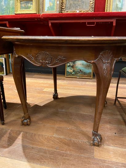 Table circulaire en bois naturel, décor de...