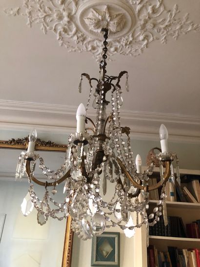 Lustre à cinq bras de lumière, en laiton...
