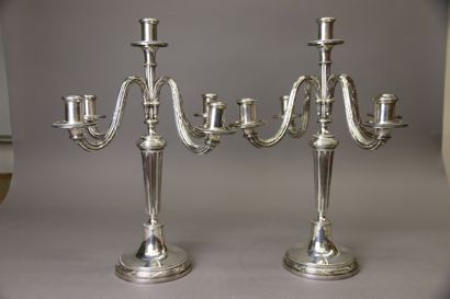 
Paire de candélabres en argent 925°/°° à...