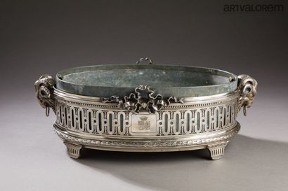 Jardinière en argent 925°/°° à décor de noeud...