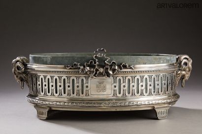 Jardinière en argent 925°/°° à décor de noeud...