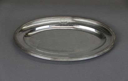 Plat ovale en argent 950°/°°, bord filets,...