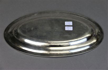 Plat ovale en argent 950°/°°, bord filets,...