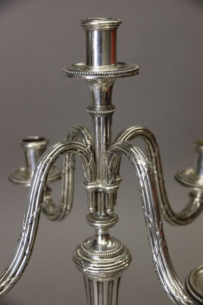 
Paire de candélabres en argent 925°/°° à...