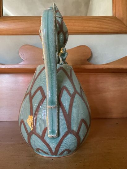 Lot of celadon green cracked porcelain including:...