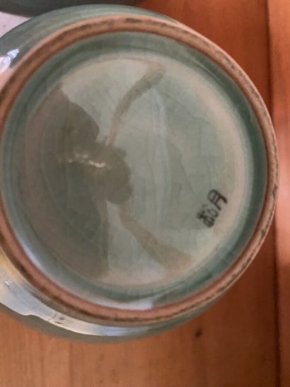 Lot of celadon porcelain cracked with decoration...