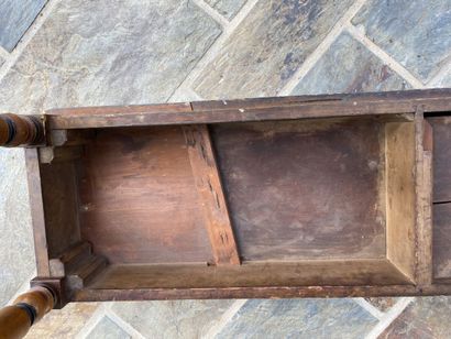 Rectangular console in ochre patinated wood,...