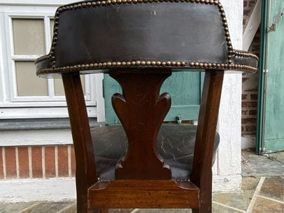 Office armchair in stained wood with brown...