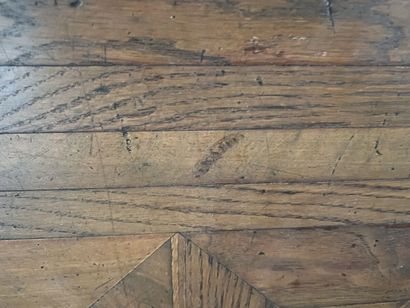 Coffee table in stained wood, top inlaid...