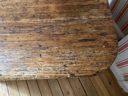 Pitchwood pedestal desk, opens with a drawer...