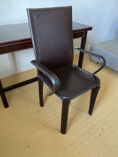 FLAMANT 
Office armchair covered with brown...
