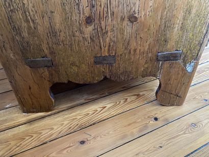 Pitchwood pedestal desk, opens with a drawer...
