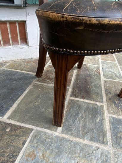 Office armchair in stained wood with brown...