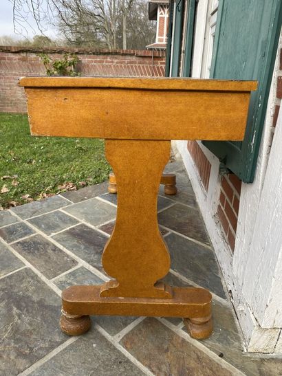 Desk in ochre patinated wood, rechampi and...