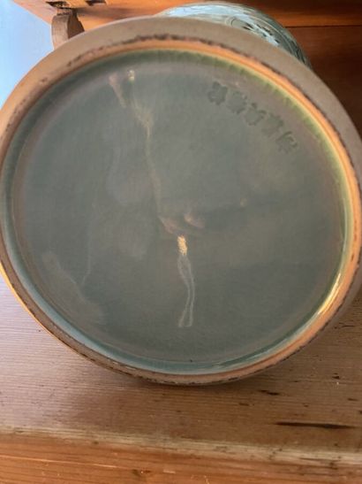 Set of 3 vases: two in celadon green porcelain...