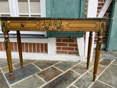 Rectangular console in ochre patinated wood,...