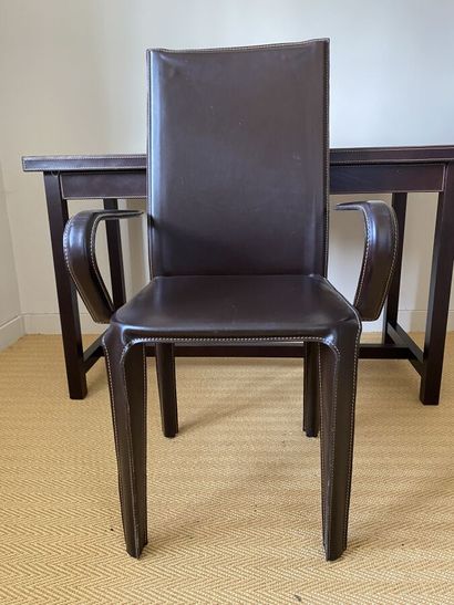 FLAMANT 
Office armchair covered with brown...