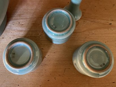 Lot of celadon porcelain cracked with decoration...